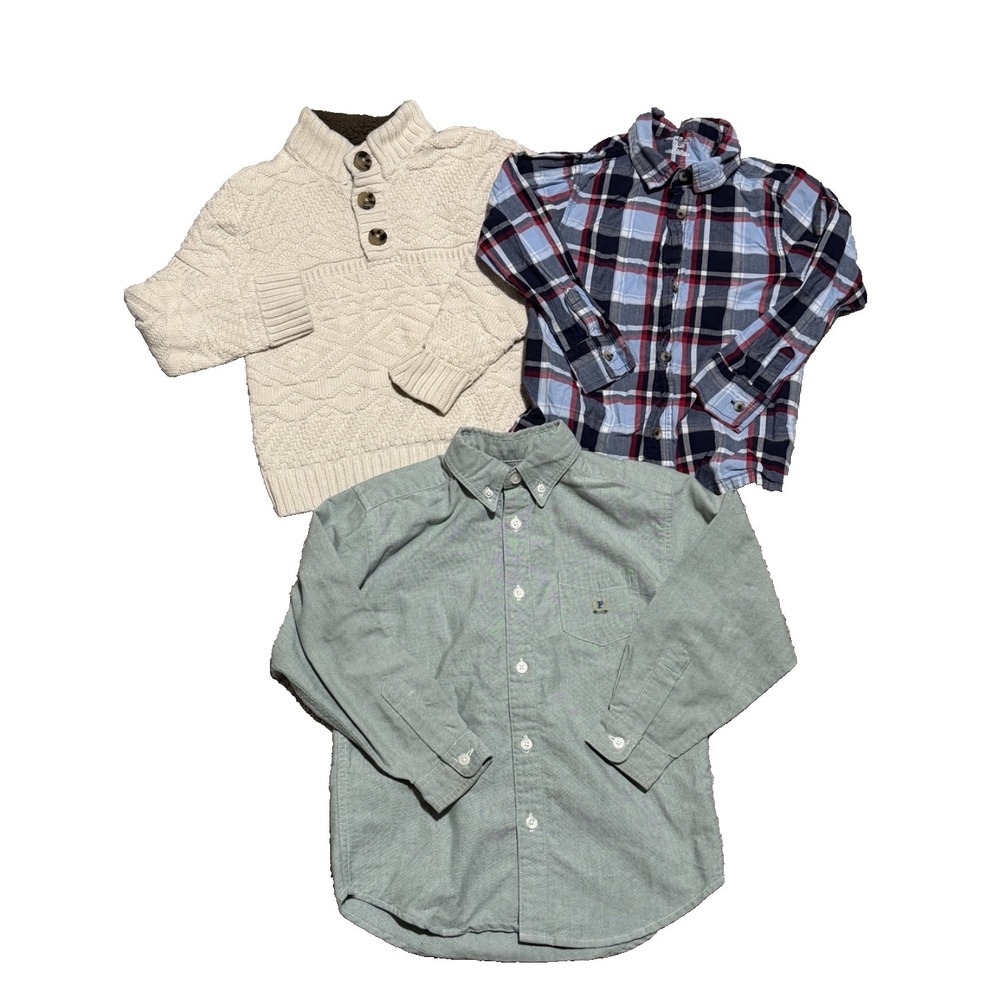 Lot of 3 Long Sleeve Dress Shirts Sweater Sweatshirt Boys‎ Size 5
